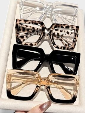 Oversized Square Sunglasses - Choice of Black, Clear, Leopard or Yellow/Blk